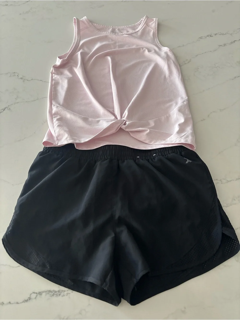 Girls Black Athletic Shorts - Lightweight Run Shorts and Tank